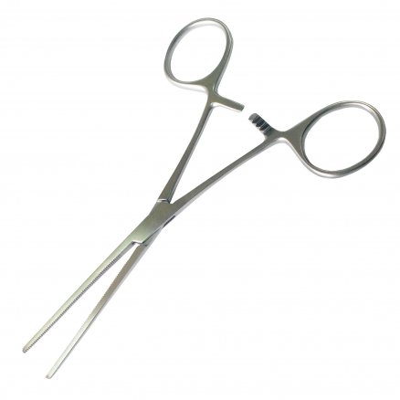 Затискач по CASTANEDA атравматичний , кровоспинний , для немовлят і дітей з додатковою тонкою насічкою , прямий. Довжина 13,0 см